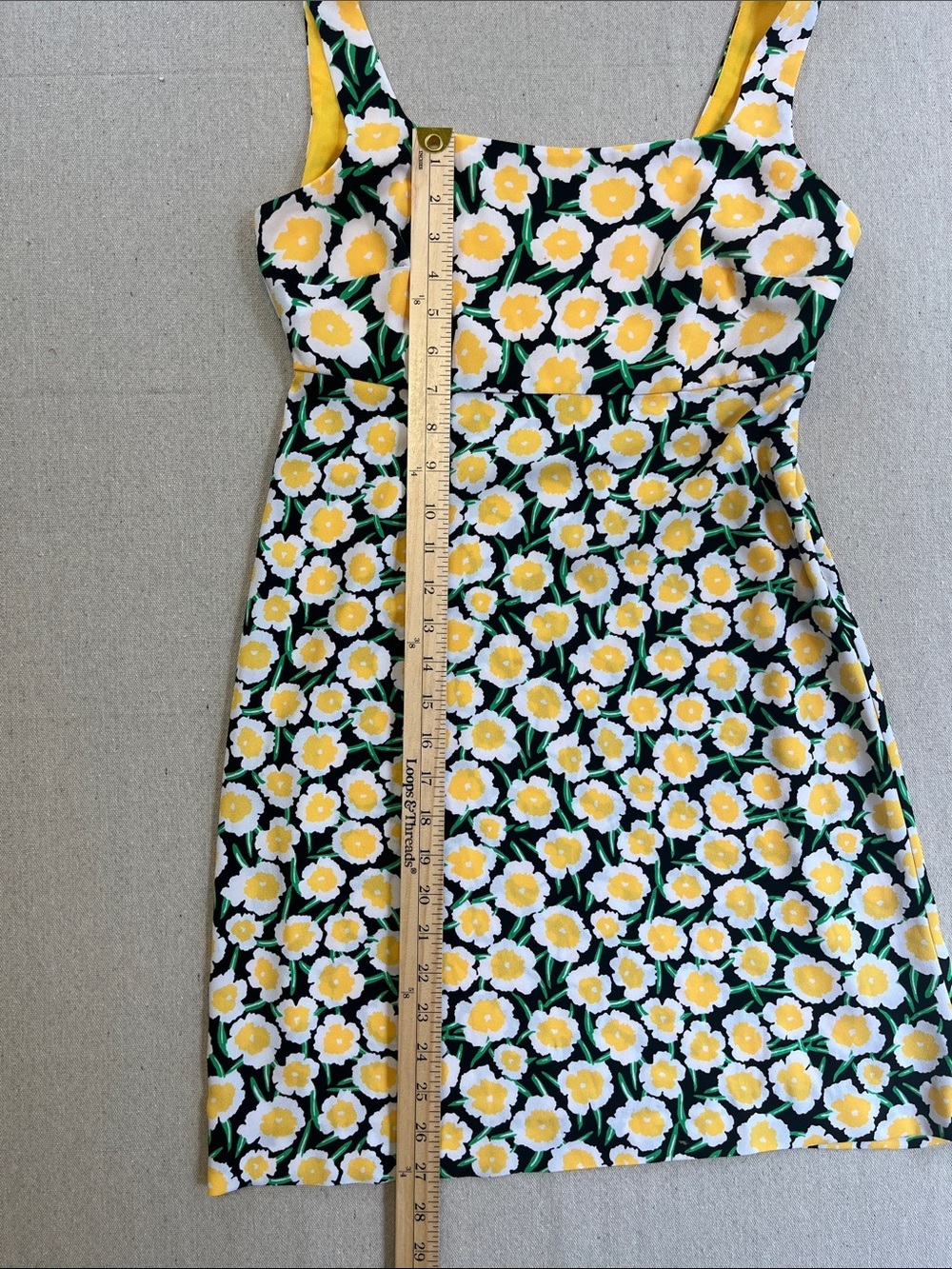 Diane Von Furstenberg Floral Mini Dress Yellow Daisy Print Size 2 - Picture 7 of 13